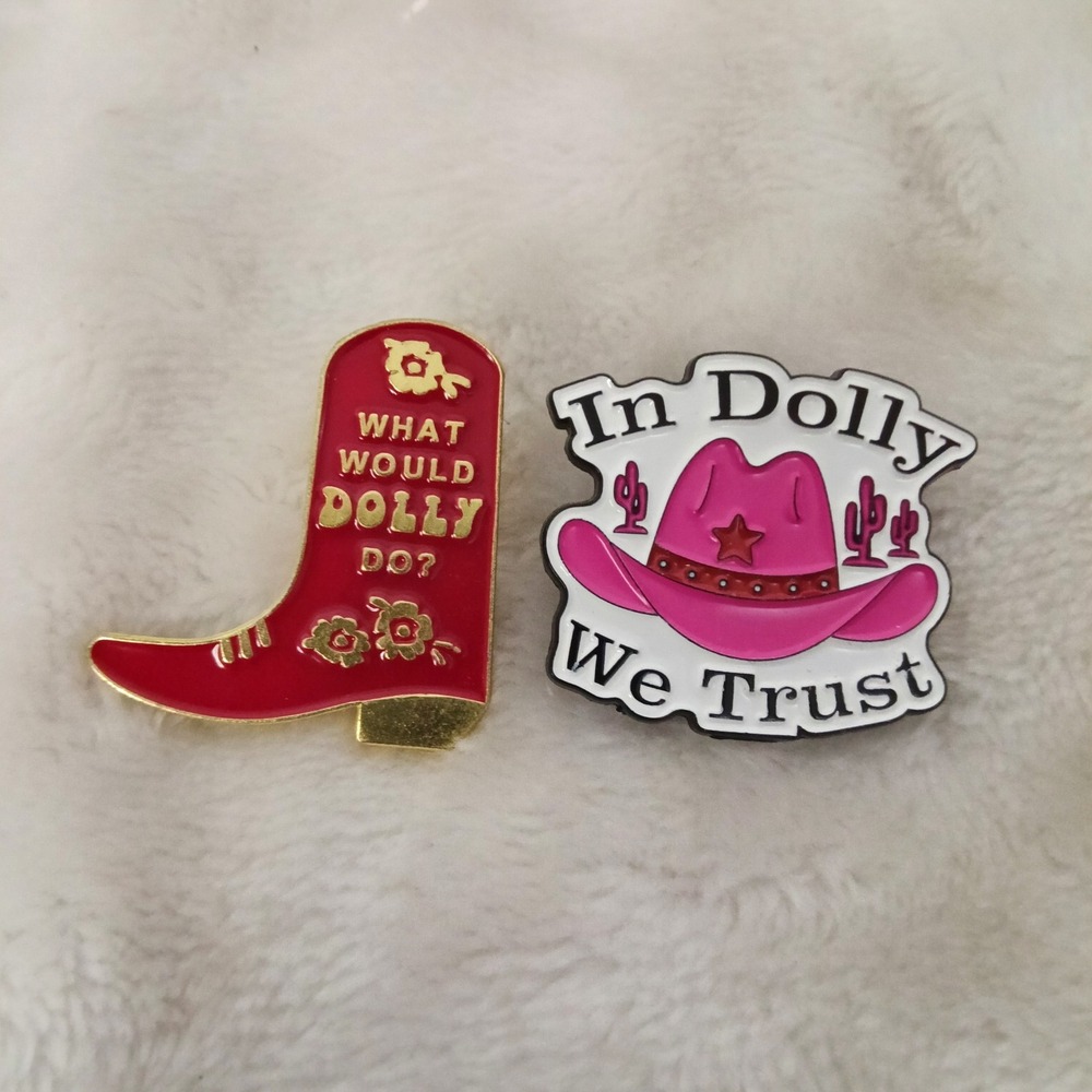 Dolly Parton Enamel Pin Set What Would Dolly Do In Dolly We Trust Boot Hat